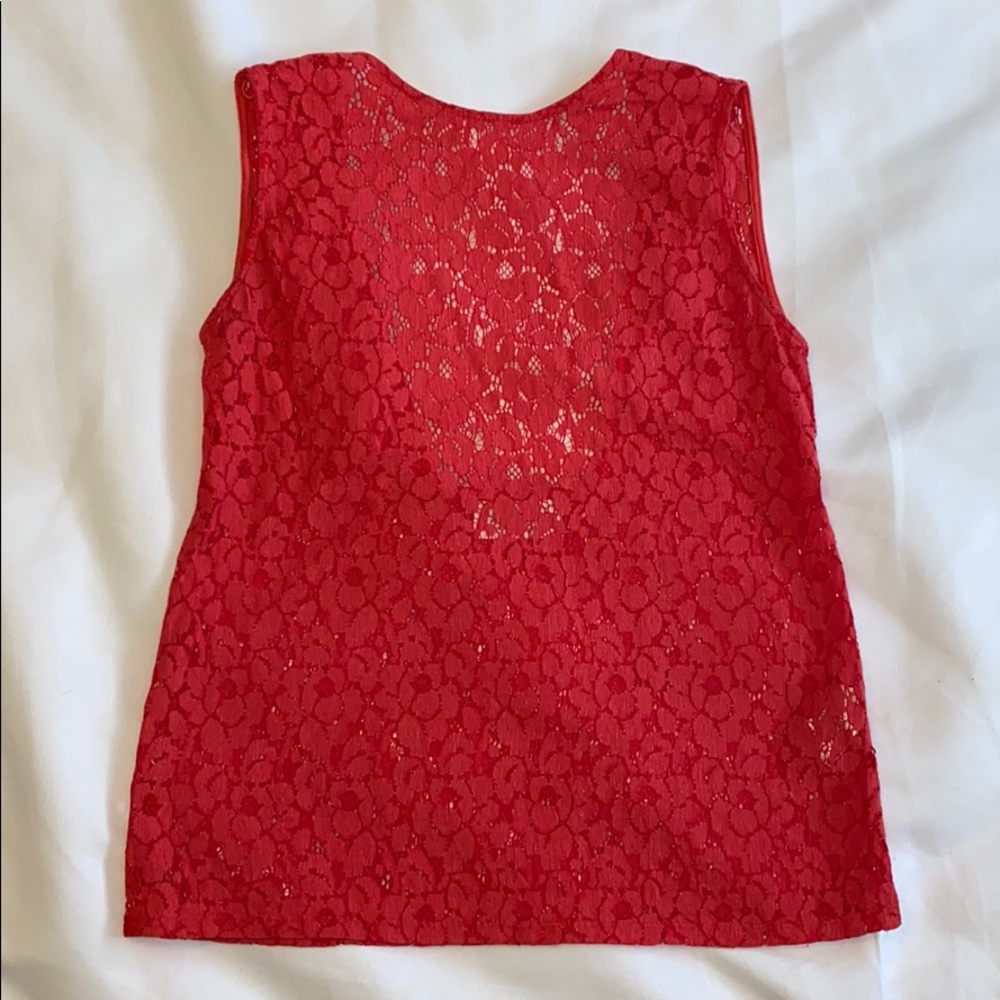 Red Zara floral crochet top